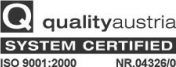 Quality Austria System Certified | ISO 9001:20000 | NR.04326/0